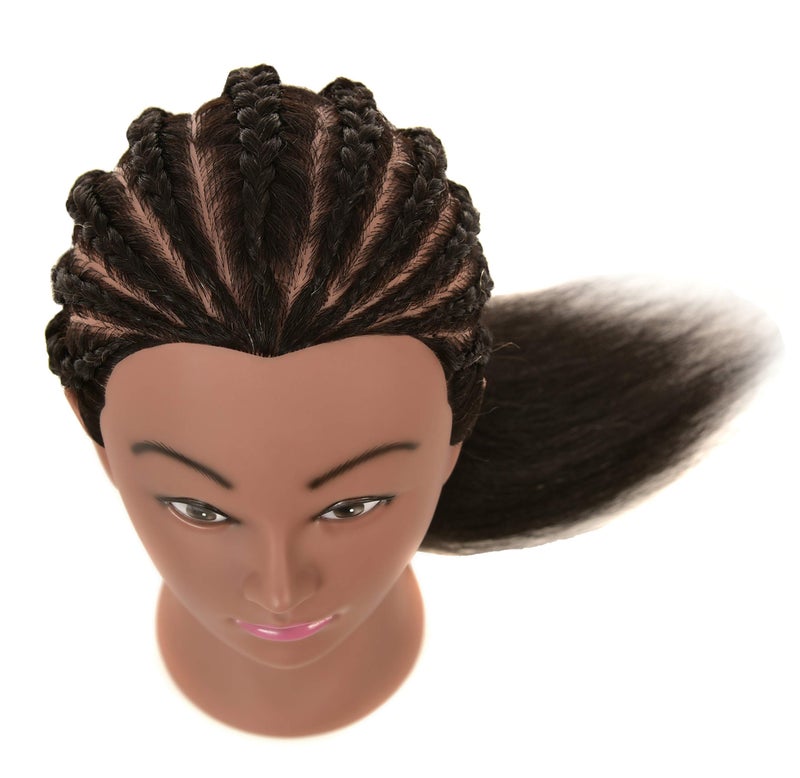 FUTAI African American Mannequin Head 100% Real Human Hair Manikin Doll Style Head for Practice Braiding Styling Cosmetology Training with Stand - Image 2